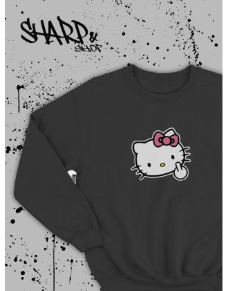 Толстовки, свитшоты и худи Hello Kitty Sharp&Shop Свитшот Hello Kitty черный оверсайз толстовка Куроми