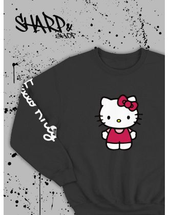 Толстовки, свитшоты и худи Hello Kitty Sharp&Shop Свитшот Hello Kitty черный оверсайз толстовка Куроми