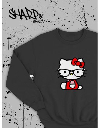 Толстовки, свитшоты и худи Hello Kitty Sharp&Shop Свитшот Hello Kitty черный оверсайз толстовка Куроми