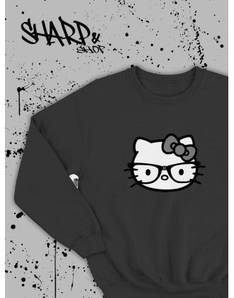 Толстовки, свитшоты и худи Hello Kitty Sharp&Shop Свитшот Hello Kitty черный оверсайз толстовка Куроми