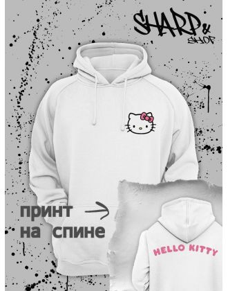 Толстовки, свитшоты и худи Hello Kitty Sharp&Shop Худи Hello Kitty белое оверсайз Куроми кофта дрейн гранж