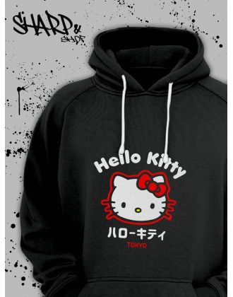 Толстовки, свитшоты и худи Hello Kitty Sharp&Shop Худи Hello Kitty черное оверсайз Куроми кофта дрейн гранж