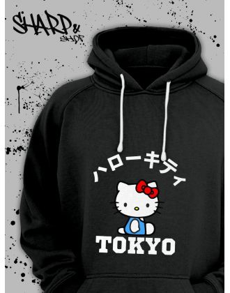 Толстовки, свитшоты и худи Hello Kitty Sharp&Shop Худи Hello Kitty черное оверсайз Куроми кофта дрейн гранж