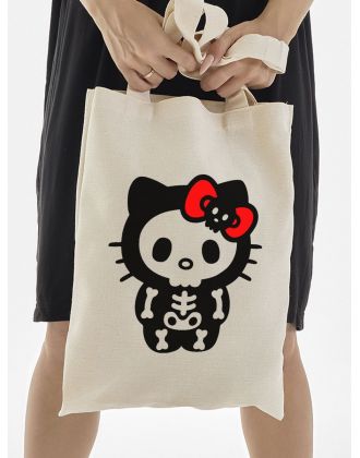 Сумка шоппер бежевый Аниме Hello Kitty Куроми дрейн тканевая