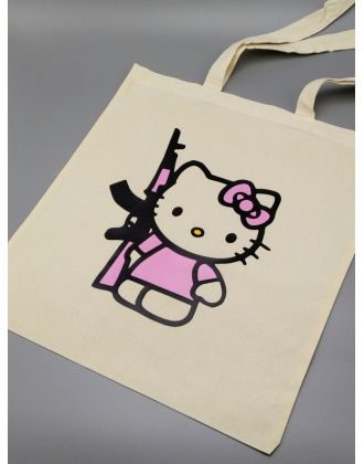 Шоппер Hello Kitty Куроми Sharp& Сумка шоппер бежевый Аниме Hello Kitty Куроми дрейн тканевая
