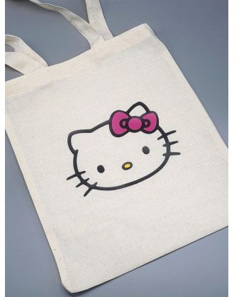 Сумка шоппер бежевый Аниме Hello Kitty Куроми дрейн тканевая