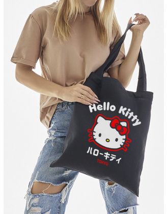 Шоппер Hello Kitty Куроми Sharp& Сумка шоппер черный Аниме Hello Kitty Куроми дрейн тканевая