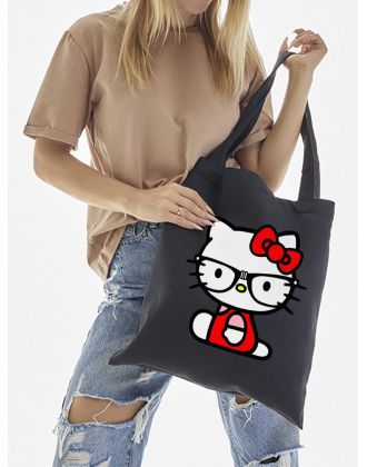 Шоппер Hello Kitty Куроми Sharp& Сумка шоппер черный Аниме Hello Kitty Куроми дрейн тканевая