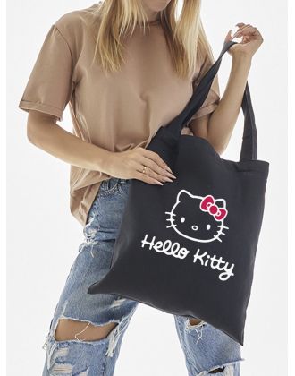 Шоппер Hello Kitty Куроми Sharp& Сумка шоппер черный Аниме Hello Kitty Куроми дрейн тканевая