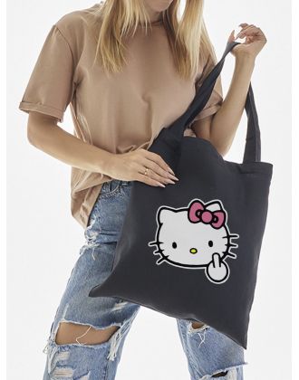 Шоппер Hello Kitty Куроми Sharp& Сумка шоппер черный Аниме Hello Kitty Куроми дрейн тканевая