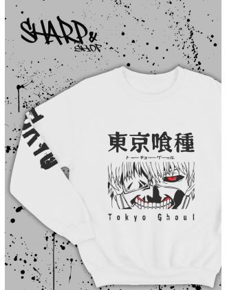 Sharp@Shop Свитшот Аниме белый оверсайз ахегао Токийский Гуль