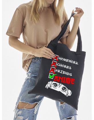 Сумки шопперы с принтом Аниме Sharp&Shop Эко сумка шоппер аниме черный с принтом без молнии