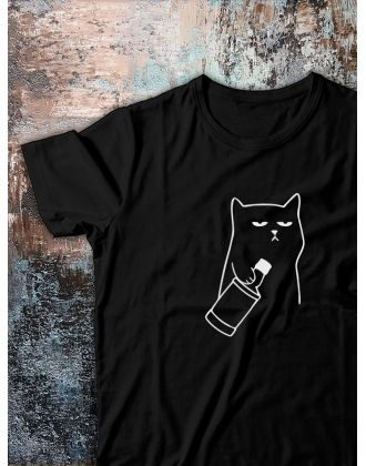 Футболка оверсайз с принтом с приколом Sharp&Shop Футболка с мемом котом принтом надписями оверсайз унисекс