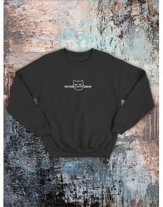 Свитшот оверсайз с принтом с приколом Sharp&Shop Свитшот с мемом принтом котом надписями кофта толстовка