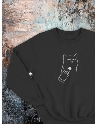 Свитшот оверсайз с принтом с приколом Sharp&Shop Свитшот с мемом принтом котом надписями кофта толстовка