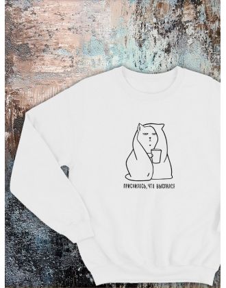 Свитшот оверсайз с принтом с приколом Sharp&Shop Свитшот с мемом принтом котом надписями кофта толстовка