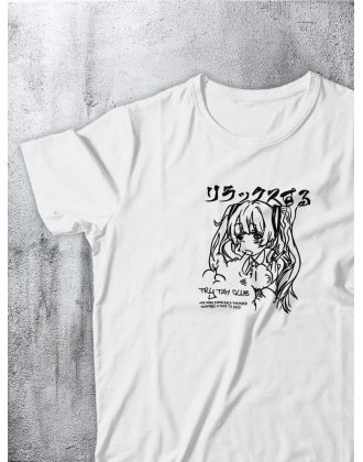 Футболка оверсайз с принтом с приколом Sharp&Shop Футболка с принтом надписью аниме оверсайз унисекс хлопок