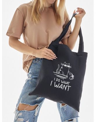 Сумка, шоппер с принтом и приколом Sharp&Shop Сумка шоппер черный с принтом I do what I want мем унисекс