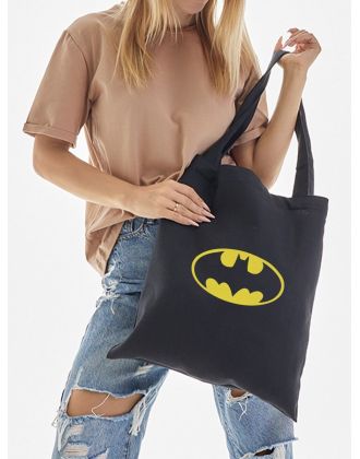 Сумка, шоппер с принтом и приколом Sharp&Shop Сумка шоппер черный с принтом Бэтмен Batman бетмен унисекс