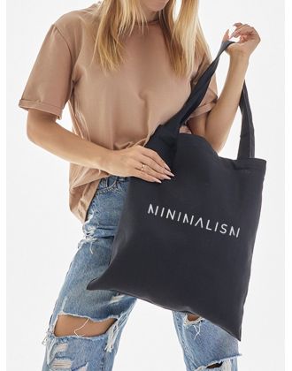 Сумка, шоппер с принтом и приколом Sharp&Shop Сумка шоппер черный с принтом надписью Minimalism унисекс