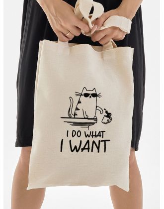 Сумка, шоппер с принтом и приколом Sharp&Shop Сумка шоппер бежевый с принтом I do what I want мем унисекс