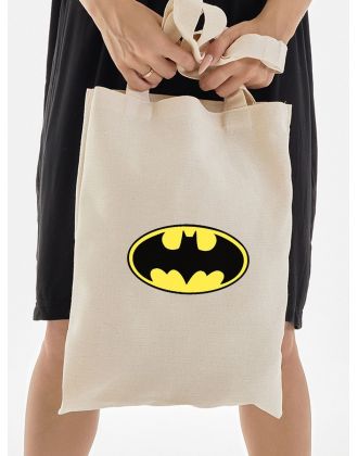 Сумка, шоппер с принтом и приколом Sharp&Shop Сумка шоппер бежевый с принтом Бэтмен Batman бетмен унисекс
