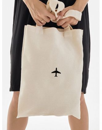 Сумка, шоппер с принтом и приколом Sharp&Shop Сумка шоппер бежевый с принтом Самолет airplane унисекс эко