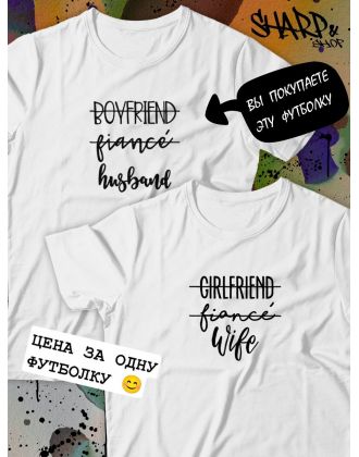 Парные футболки Sharp&Shop Парные футболки с принтом boyfriend fiancé husband мужская