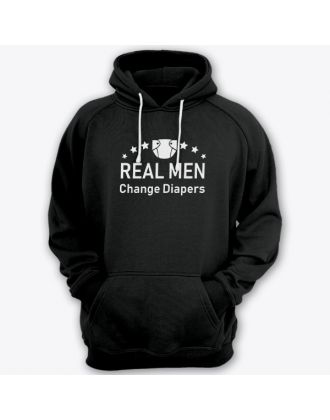Толстовка с капюшоном для папы с надписью "Real man change diapers" ("Настоящие мужики меняют подгузники")