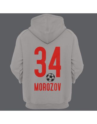 Именная толстовка с капюшоном со спортивным шрифтом и футбольным мячом #11 Именная толстовка с капюшоном со спортивным шрифтом и футбольным мячом #11