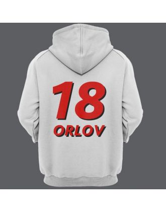 Именная толстовка с капюшоном с объемным шрифтом #18 Именная толстовка с капюшоном с объемным шрифтом #18