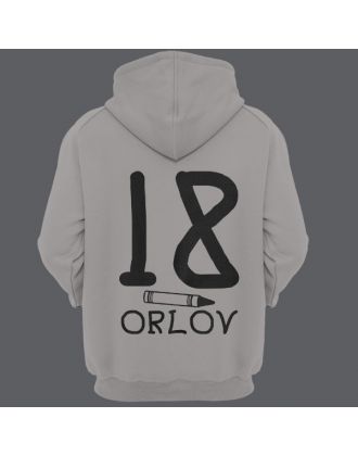 Именная толстовка с капюшоном с детским шрифтом и мелками #23 Именная толстовка с капюшоном с детским шрифтом и мелками #23