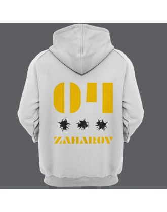 Именная толстовка с капюшоном с трафаретным шрифтом и дырками от пуль #26 Именная толстовка с капюшоном с трафаретным шрифтом и дырками от пуль #26