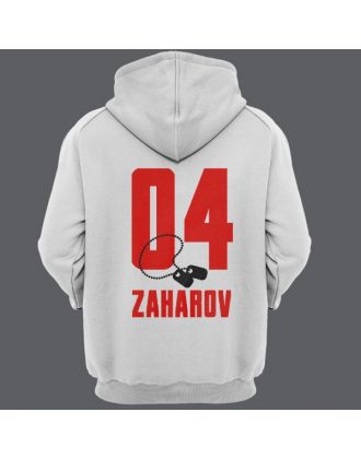 Именная толстовка с капюшоном с армейским шрифтом и армейским медальоном #27 Именная толстовка с капюшоном с армейским шрифтом и армейским медальоном #27