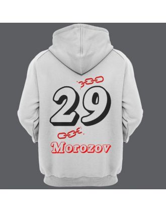 Именная толстовка с капюшоном с объемным шрифтом и цепью #32 Именная толстовка с капюшоном с объемным шрифтом и цепью #32