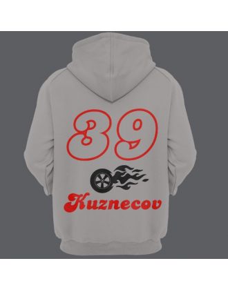 Именная толстовка с шрифтом из нулевых и пламенным колесом #47 Именная толстовка с шрифтом из нулевых и пламенным колесом #47