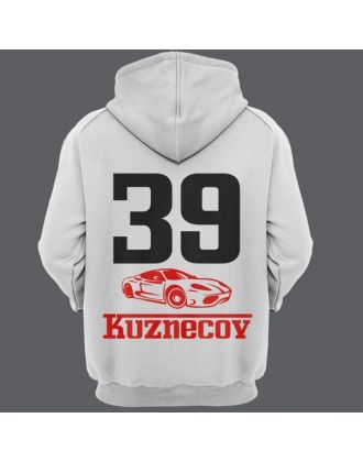 Именная толстовка с шрифтом феррари и машиной #49 Именная толстовка с шрифтом феррари и машиной #49