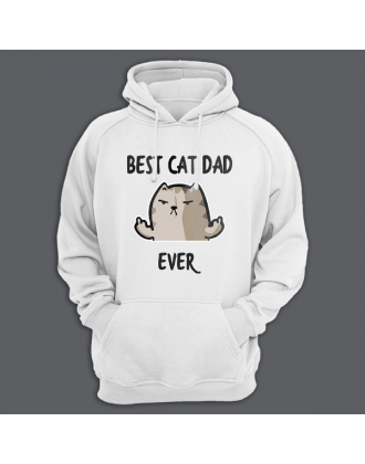 Толстовка с капюшоном с принтом "Best cat dad ever"