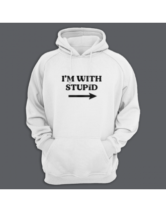 Толстовка с капюшоном с принтом "I'm with stupid"