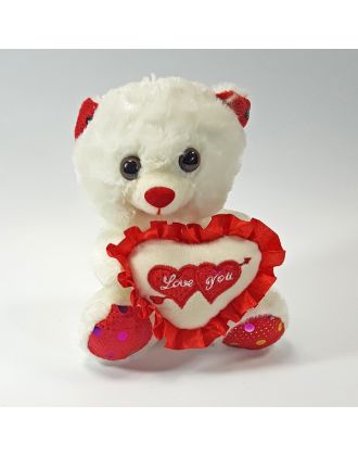 Белый плюшевый мишка I love you - 20 см