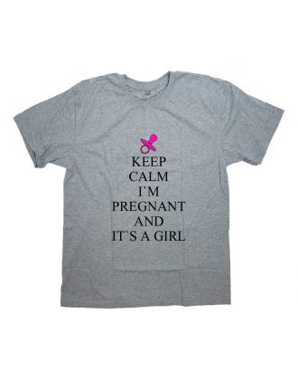 Футболка для беременных с надписью "Keep calm I`m pregnant and it`s a girl"