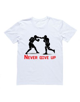 Футболка для боксеров с принтом и надписью "Never give up"
