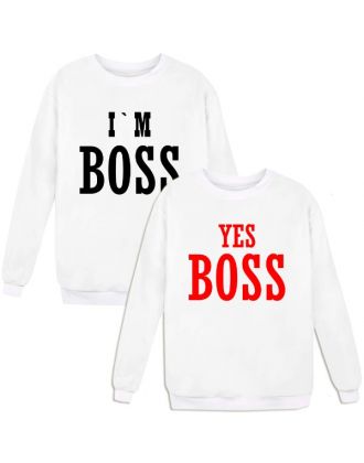 Парные свитшоты с надписью "I'm Boss&Yes Boss" Парные свитшоты с надписью "I'm Boss&Yes Boss"