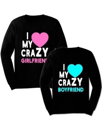 Парные свитшоты с надписью "I love my crazy girlfriend / boyfriend" Парные свитшоты с надписью "I love my crazy girlfriend / boyfriend"