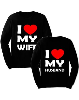 Парные свитшоты с надписью "I love my WIFE / HUSBAND" Парные свитшоты с надписью "I love my WIFE / HUSBAND"