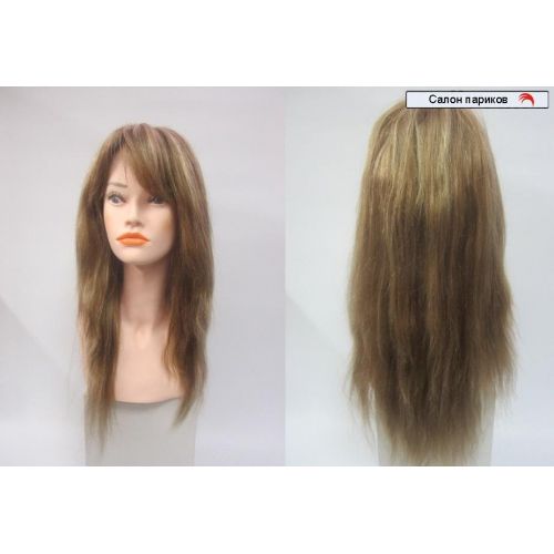длинный парик из натуральных волос с челкой 100112/26 Mono (русый с мелированием)