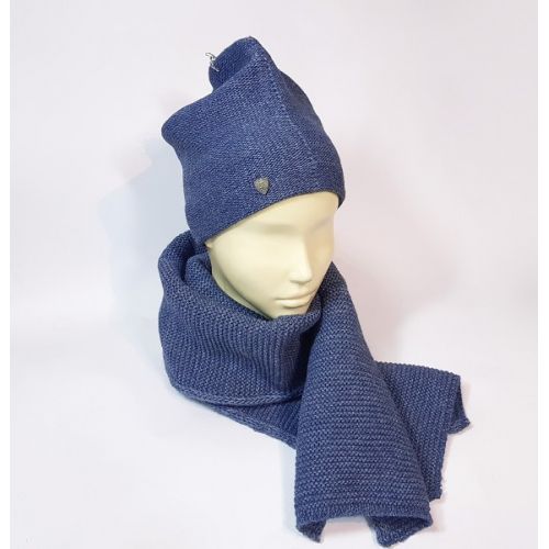 Универсальный комплект шапка и шарф (синий)