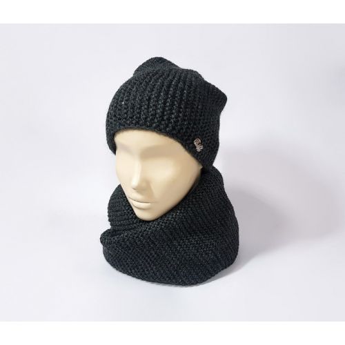 Классический комплект шапка и шарф (чёрный)