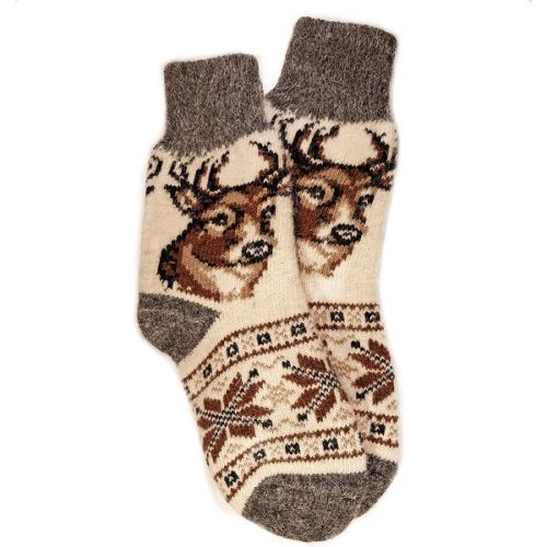 Носки шерстяные, женские, с оленем, размер 35-39