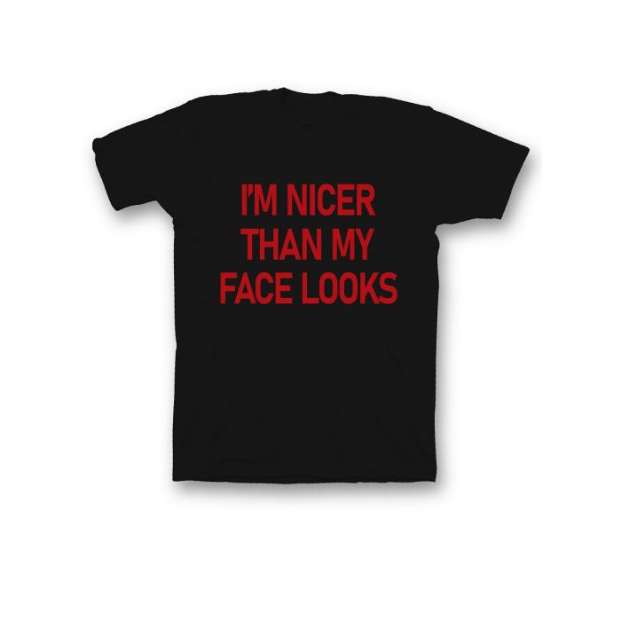 Мужская футболка с прикольным принтом "I'm nicer than my face looks"